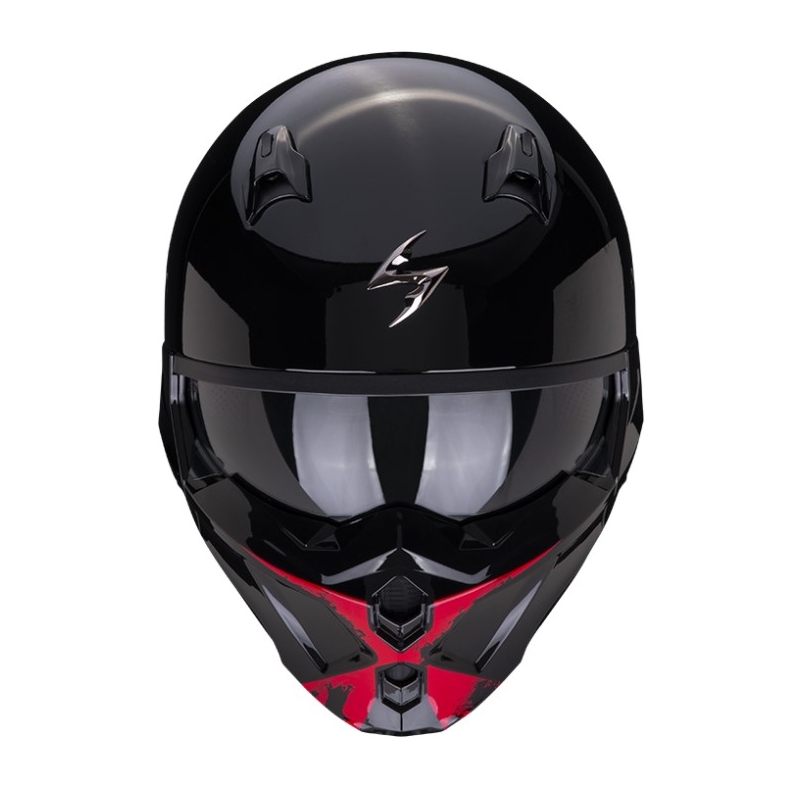 Motorradhelm SCORPION COVERT-X TANKER schwarz-rot
