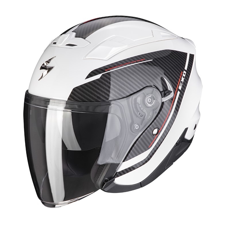 Offener Helm Scorpion EXO-230 FENIX pearl schwarz und weiß