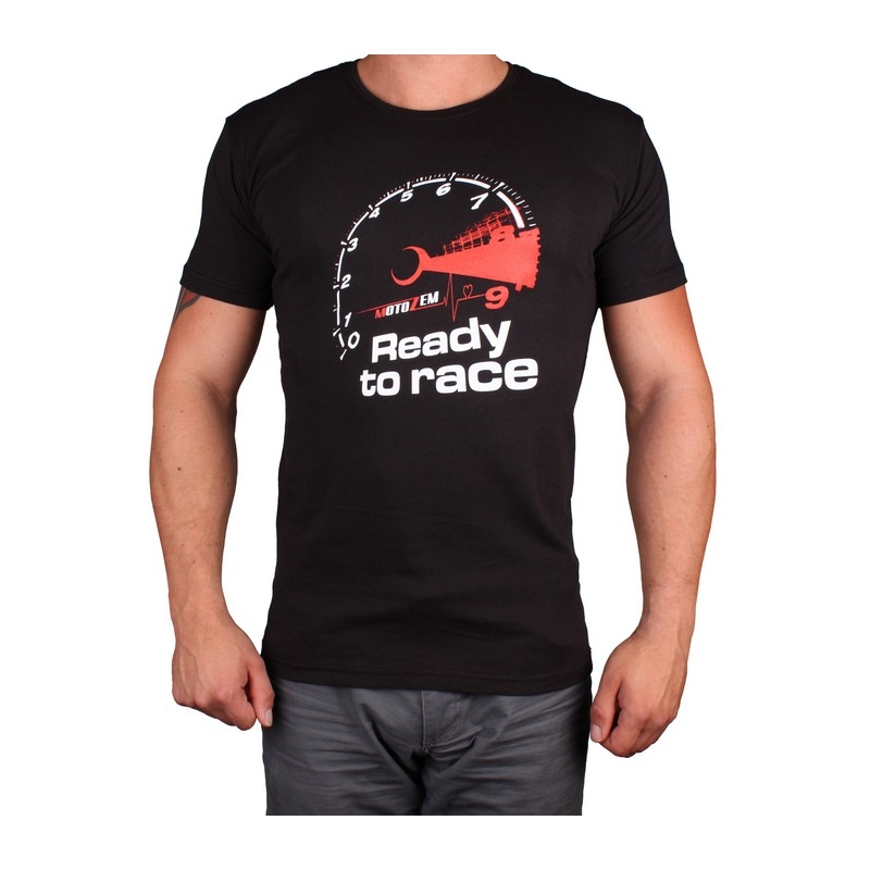 T-shirt s motivem MotoZem Ready to race schwarz Ausverkauf