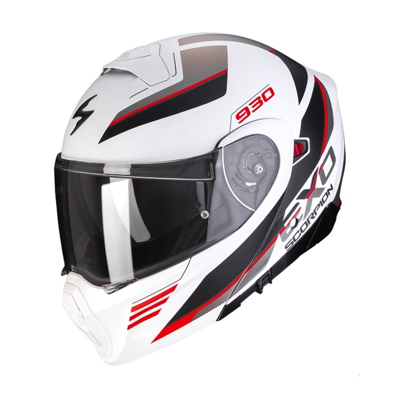 Motorradhelm Scorpion EXO-930 NAVIG matt weiß-schwarz-rot