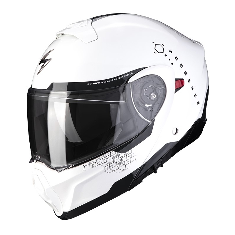 Motorradhelm Scorpion EXO-930 SHOT pearl weiß-schwarz Ausverkauf