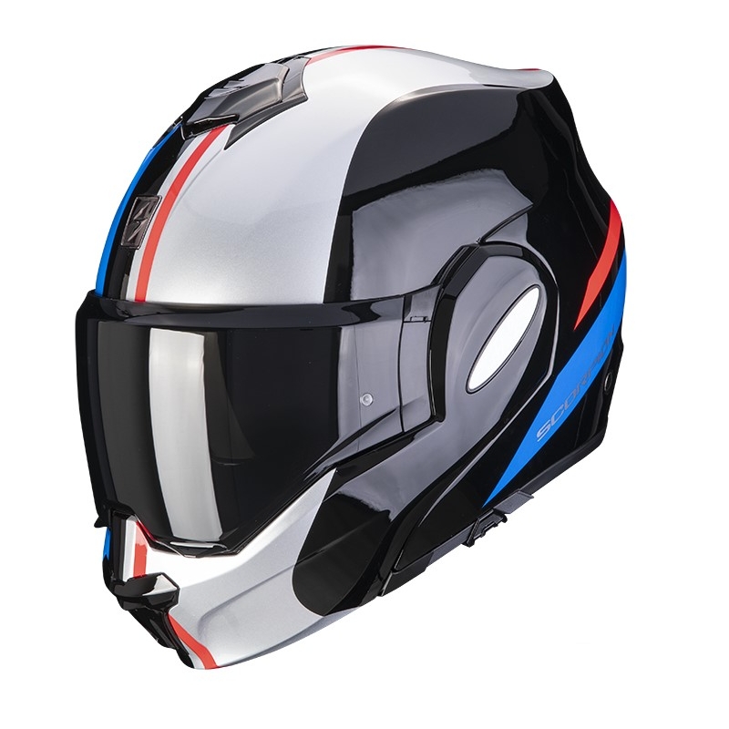 Klappbarer Motorradhelm Scorpion EXO-TECH FORZA schwarz-silber-rot