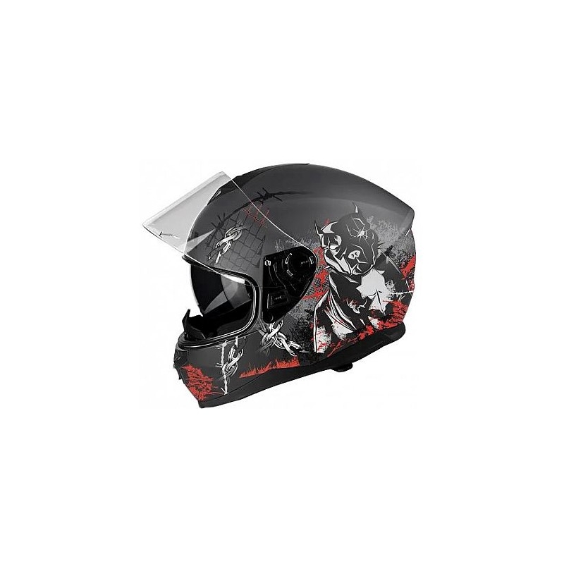 Integral Motorradhelm Lazer FH3 Pitbull 3 schwarz-rot-weiß