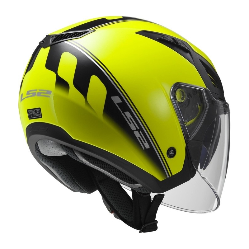 Motorradhelm offen LS2 OF586 Bishop Atom gelb-schwarz Ausverkauf