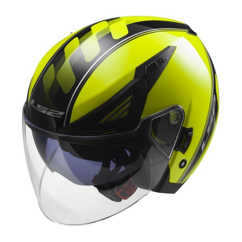 Motorradhelm offen LS2 OF586 Bishop Atom gelb-schwarz Ausverkauf