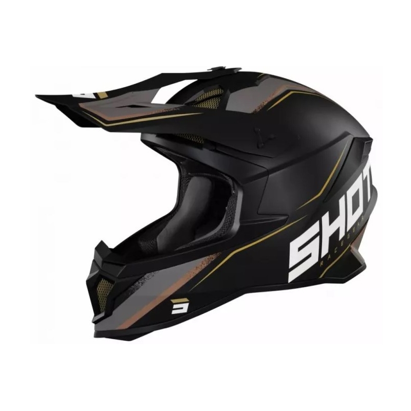 Motocross-Helm Shot Lite Prisma schwarz-gold Ausverkauf