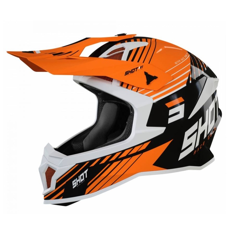 Motocross-Helm Shot Lite Fury schwarz-weiß-orange Ausverkauf