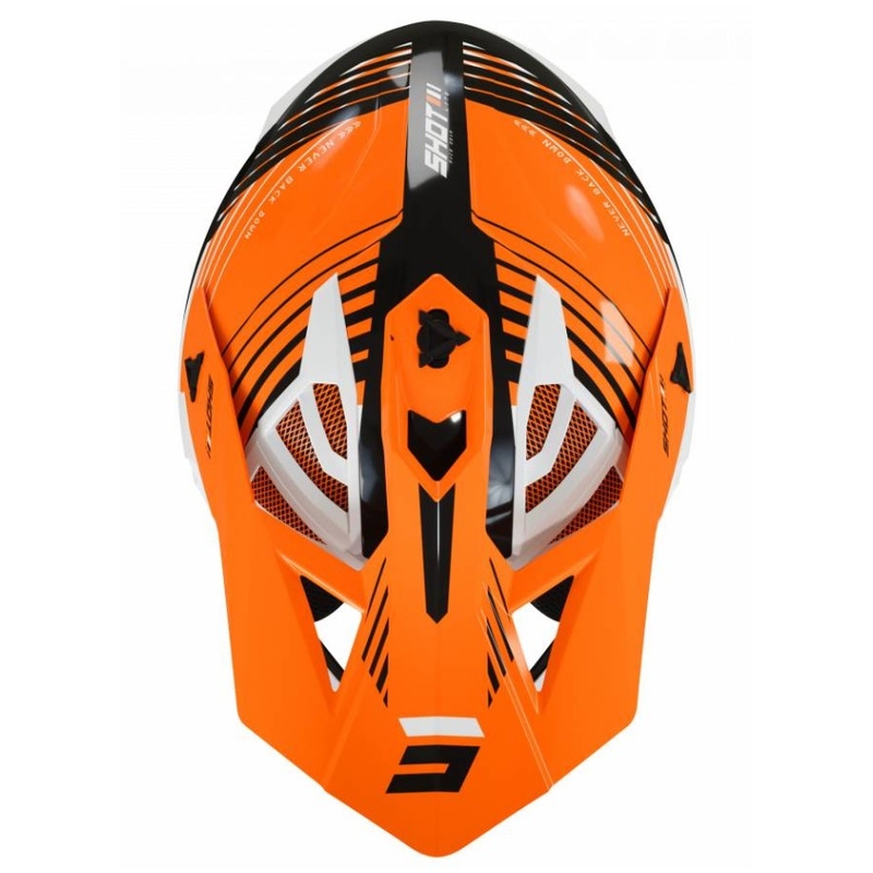 Motocross-Helm Shot Lite Fury schwarz-weiß-orange Ausverkauf