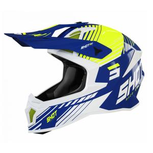 Motocross Helm Shot Lite Fury weiß-blau-fluo gelb Ausverkauf