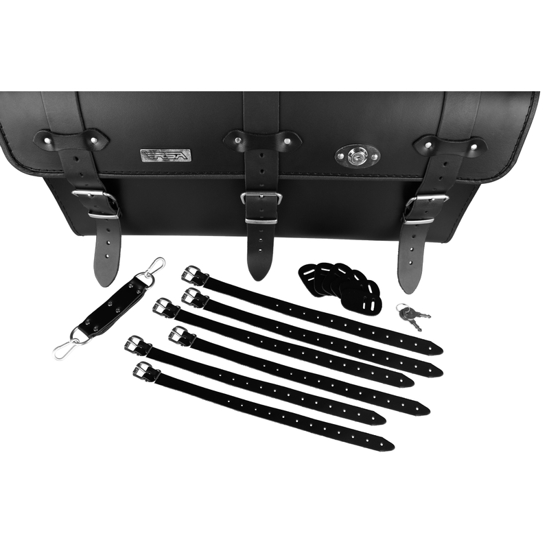 Chopper RSA-18A Motorradkoffer aus Leder mit Schloss