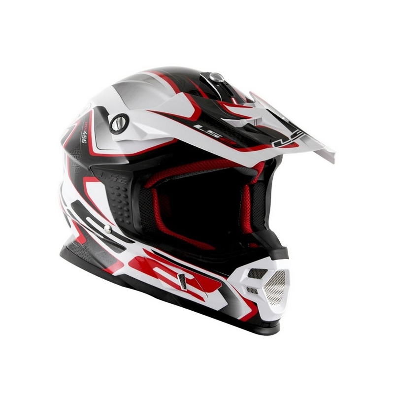 Motocross Helm LS2 MX456 Kompass weiß-rot Ausverkauf