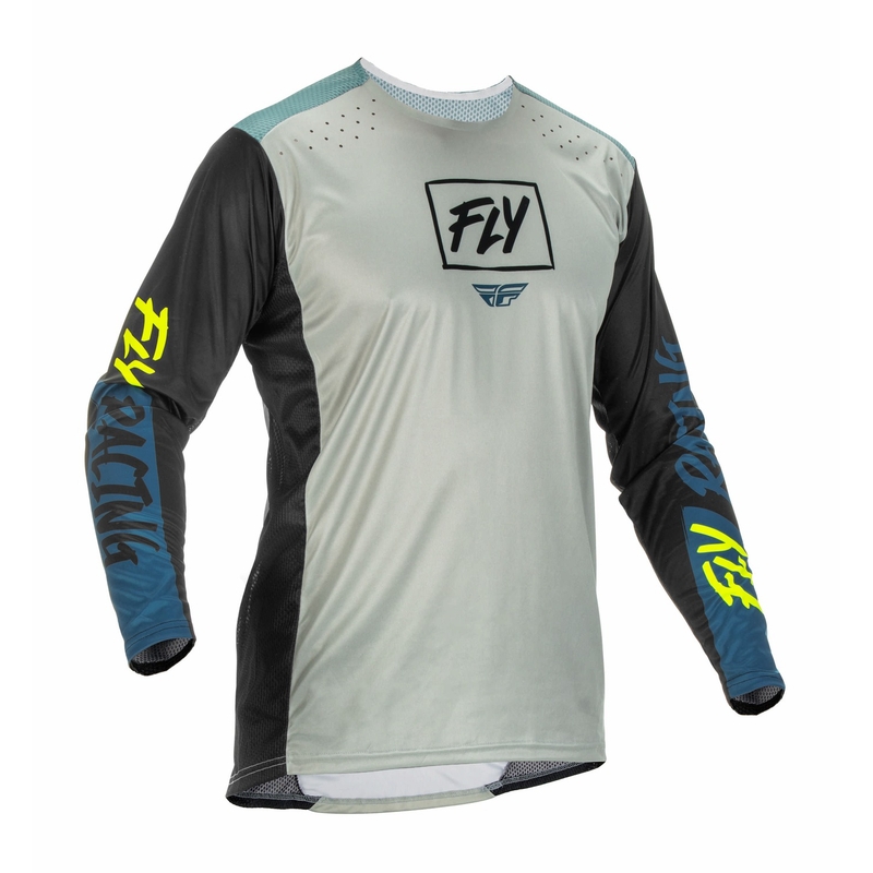 Motocross-Trikot FLY Racing Lite 2022 grau-türkis hi-vis Ausverkauf