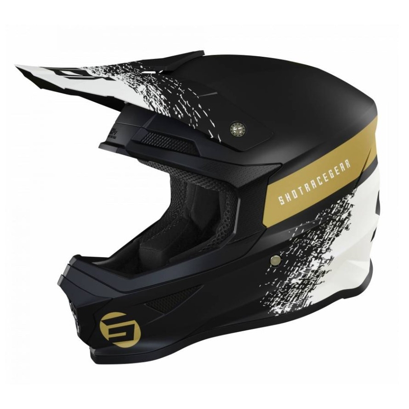 Motocross Helm Shot Furious Roll schwarz-weiß-gold