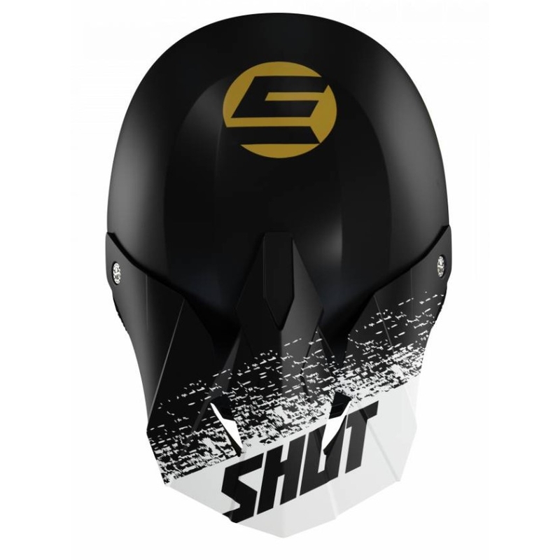 Motocross Helm Shot Furious Roll schwarz-weiß-gold