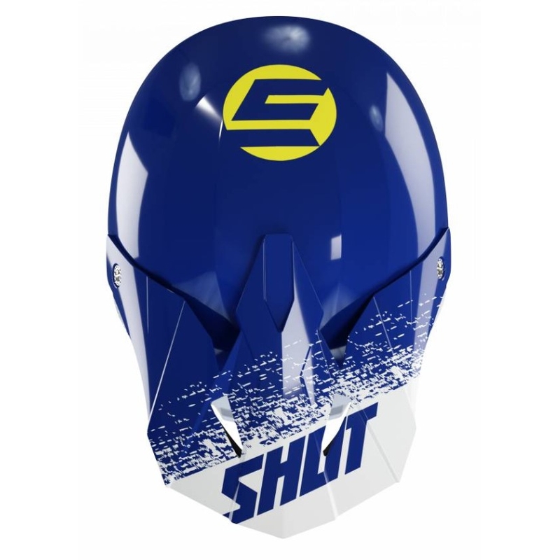 Motocross-Helm Shot Furious Roll blau-weiß-gelb