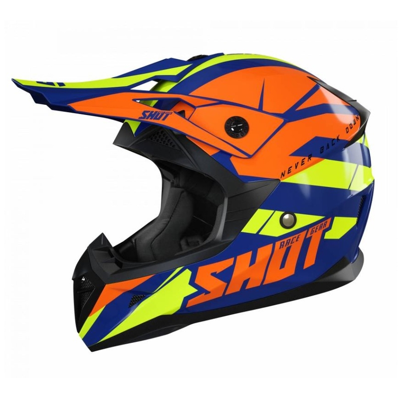 Motocross-Helm Shot Pulse Revenge orange-blau-fluo gelb
