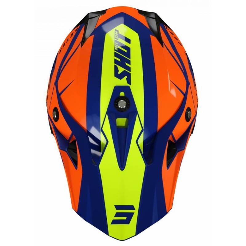 Motocross-Helm Shot Pulse Revenge orange-blau-fluo gelb