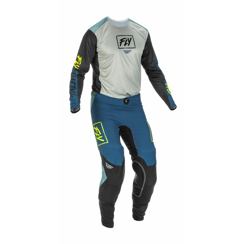 Motocross-Hose FLY Racing Lite 2022 grau-türkis hi-vis