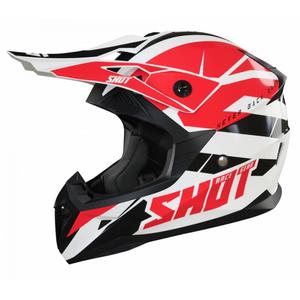 Motocross-Helm Shot Pulse Revenge schwarz-weiß-rot