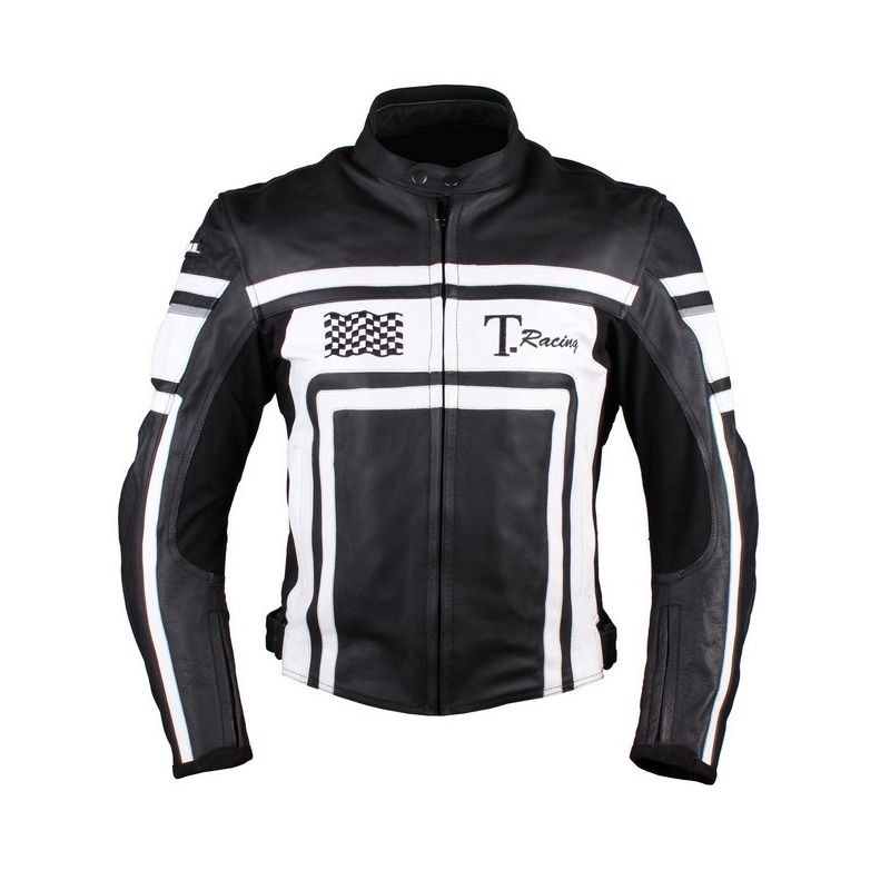 Tschul 840 Flag schwarz und weiß Motorradjacke Ausverkauf