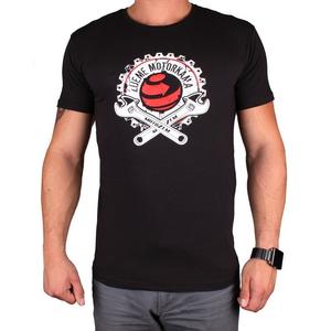T-shirt s motivem MotoZem Wir leben von Motorrädern schwarz Ausverkauf