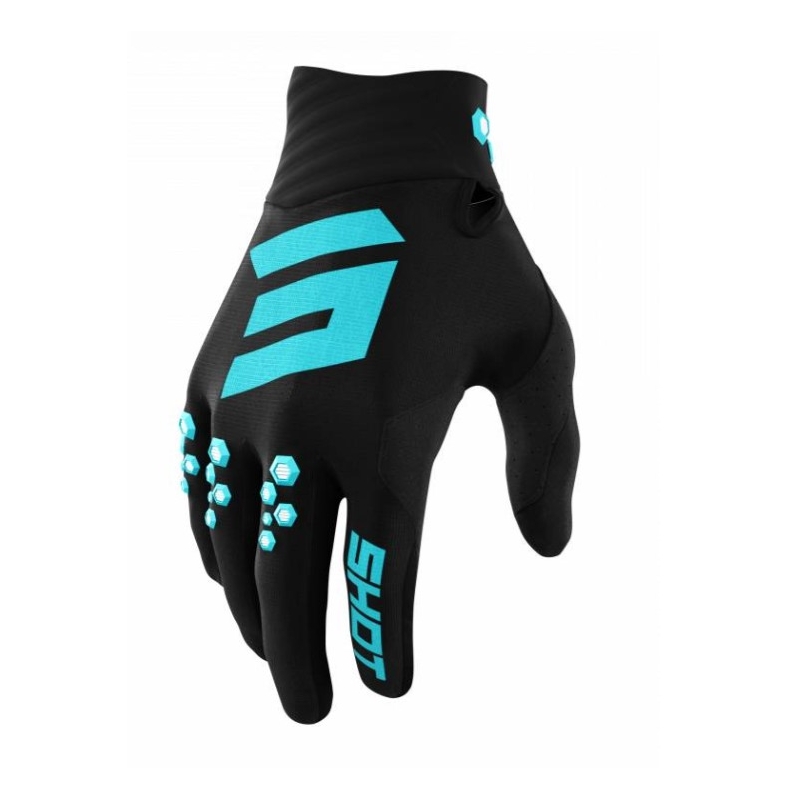Motocross-Handschuhe Shot Contact schwarz-türkis sale Ausverkauf
