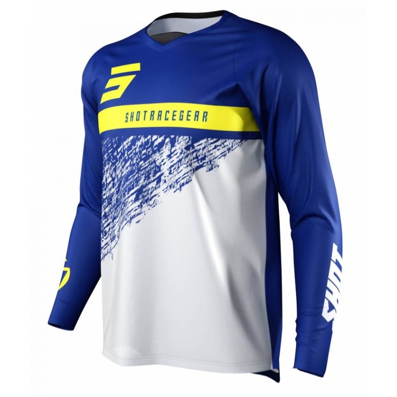 Motocross-Trikot Shot Devo Roll blau-weiß-gelb Ausverkauf