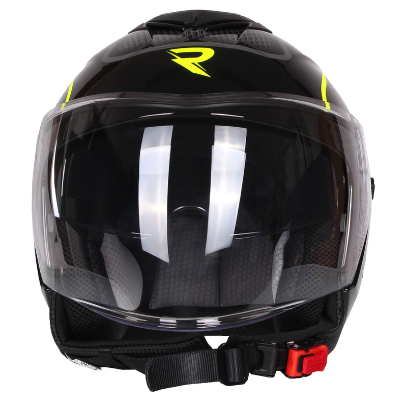 Offener Motorradhelm Street Racer Pilot Schwarz und Gelb