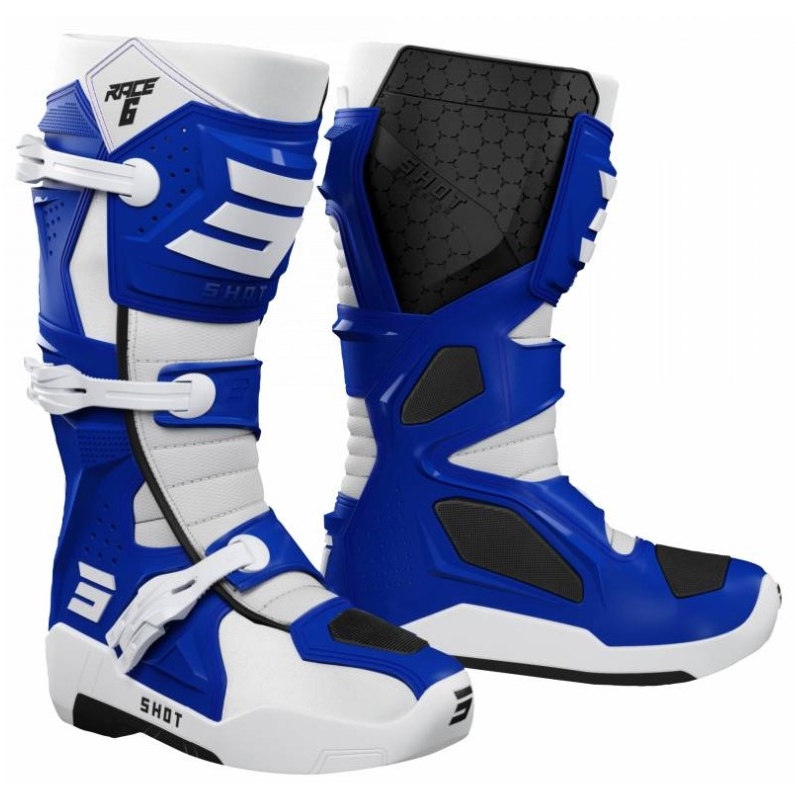 Shot Race 6 Motorradstiefel weiß und blau