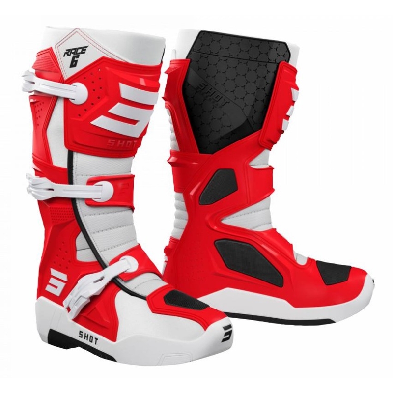 Shot Race 6 Motorradstiefel rot und weiß Ausverkauf