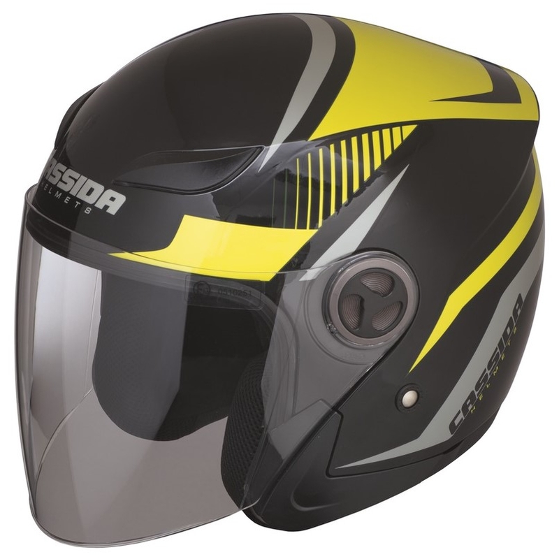 Cassida Reflex offener Motorradhelm schwarz-silber-fluo gelb