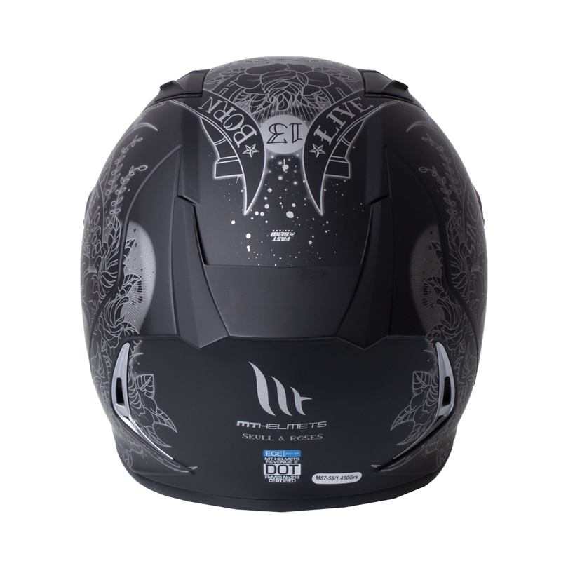 MT Revenge 2 Skull &amp; Roses Integral Motorradhelm schwarz Ausverkauf