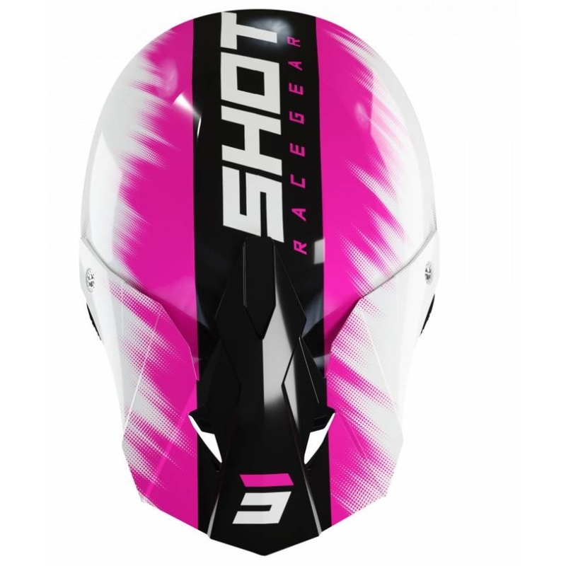 Kinder Motocross Helm Shot Furious Versus schwarz-weiß-rosa Ausverkauf