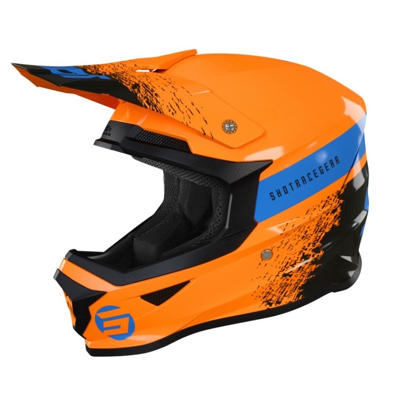 Kinder Motocross Helm Shot Furious Roll schwarz-blau-orange Ausverkauf