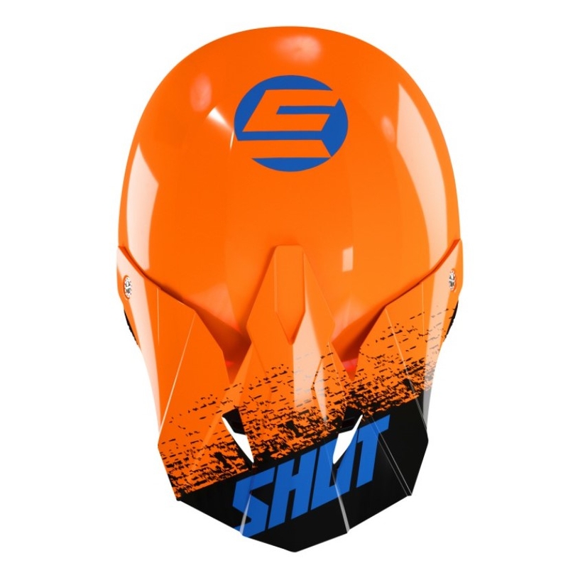 Kinder Motocross Helm Shot Furious Roll schwarz-blau-orange Ausverkauf