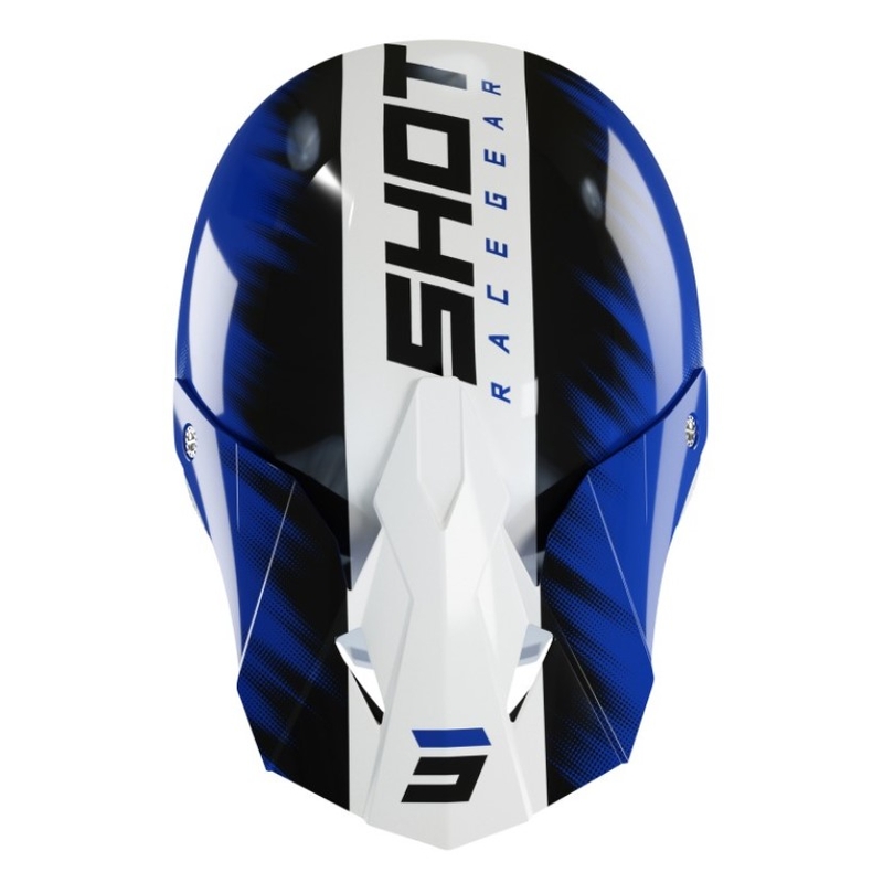 Kinder Motocross-Helm Shot Furious Versus Schwarz-Blau-Weiß Ausverkauf