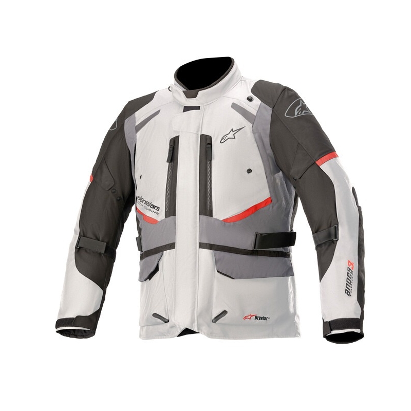 Alpinestars Andes Drystar Grau-Schwarz-Rot Motorradjacke