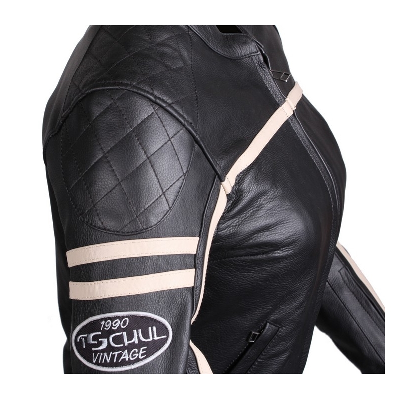 Damen Motorradjacke Tschul 635 schwarz und beige Ausverkauf