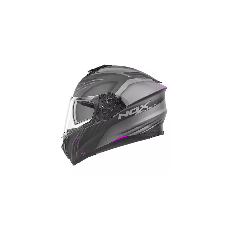 Integral Motorradhelm NOX N918 Upside schwarz-grau-rosa