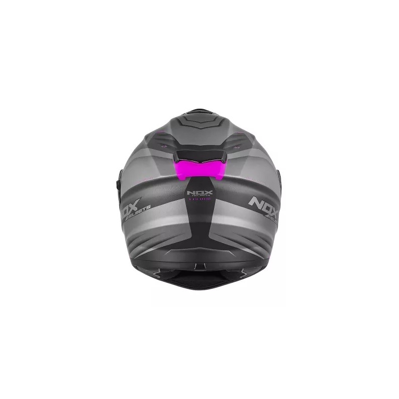 Integral Motorradhelm NOX N918 Upside schwarz-grau-rosa