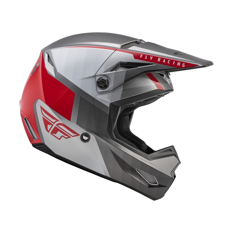 Motocross-Helm FLY Racing Kinetic Drift grau-rot