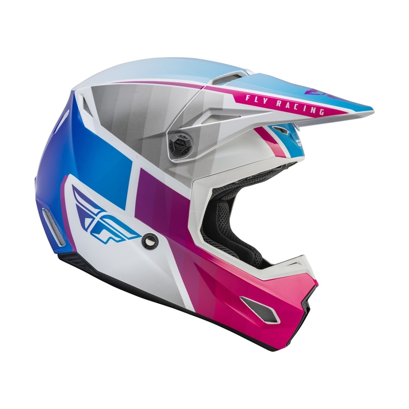 Motocross-Helm FLY Racing Kinetic Drift rosa-weiß-blau