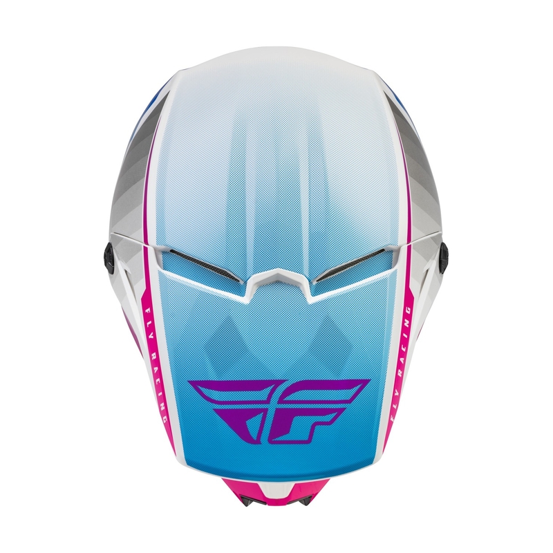 Kinder Motocross Helm FLY Racing Kinetic Drift rosa-weiß-blau