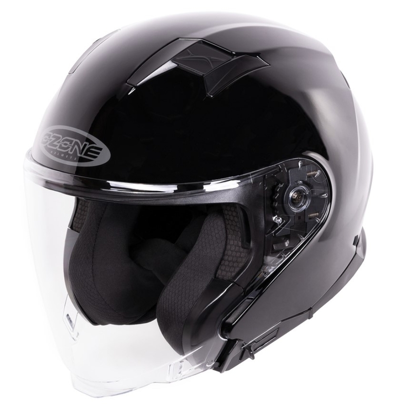 Ozone Square Open Motorradhelm Schwarz Glanz
