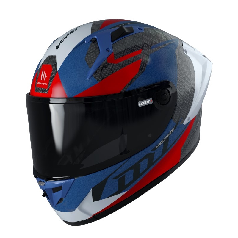 MT FF103PLUSC KRE+ Carbon Projectile D7 grau-weiß-rot-blauer Integral-Motorradhelm