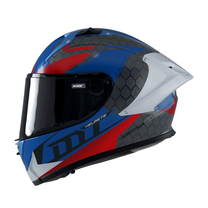 MT FF103PLUSC KRE+ Carbon Projectile D7 grau-weiß-rot-blauer Integral-Motorradhelm