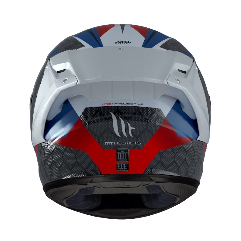 MT FF103PLUSC KRE+ Carbon Projectile D7 grau-weiß-rot-blauer Integral-Motorradhelm