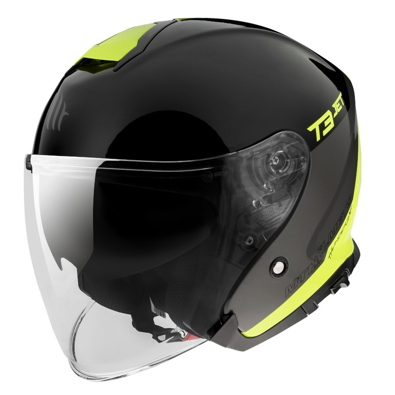 Offener Motorradhelm MT OF504SV Thunder 3 SV Jet Xpert C3 schwarz-fluo gelb