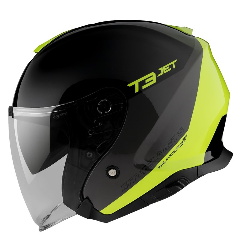Offener Motorradhelm MT OF504SV Thunder 3 SV Jet Xpert C3 schwarz-fluo gelb