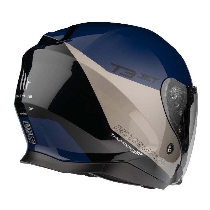 Offener Motorradhelm MT OF504SV Thunder 3 SV Jet Xpert A17 silber-blau